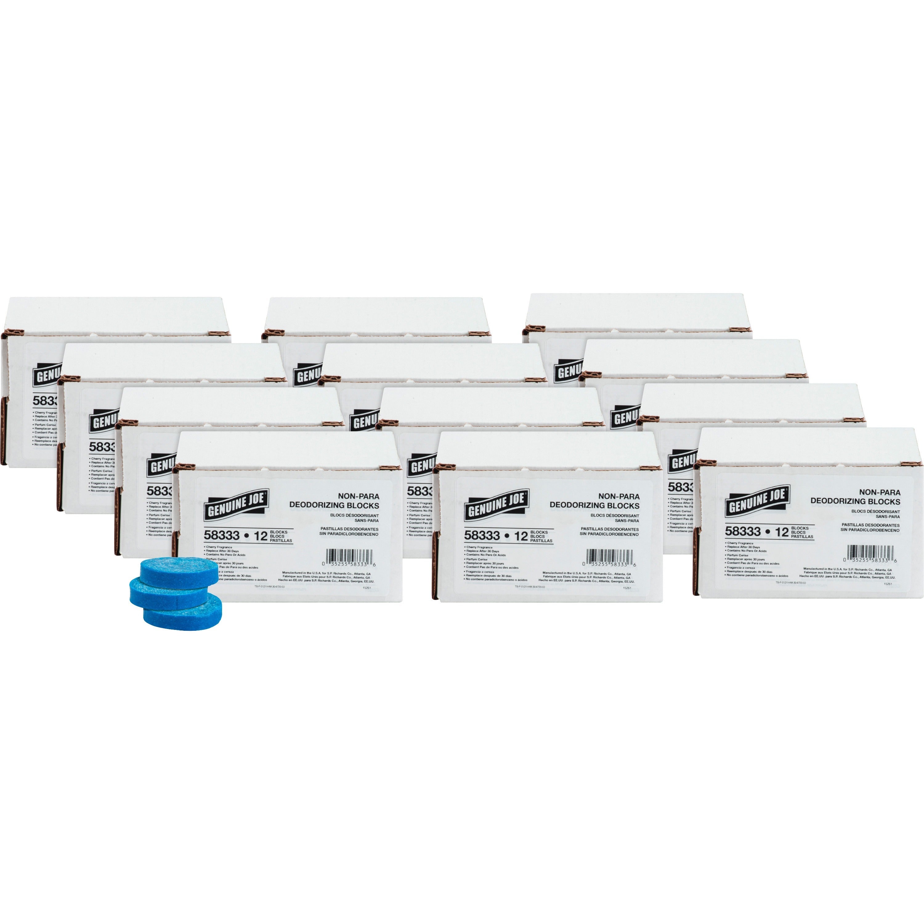 genuine-joe-non-para-toss-blocks-non-para-deodorizer-water-soluble-acid-free-biodegradeable-144-carton-blue_gjo58333ct - 1