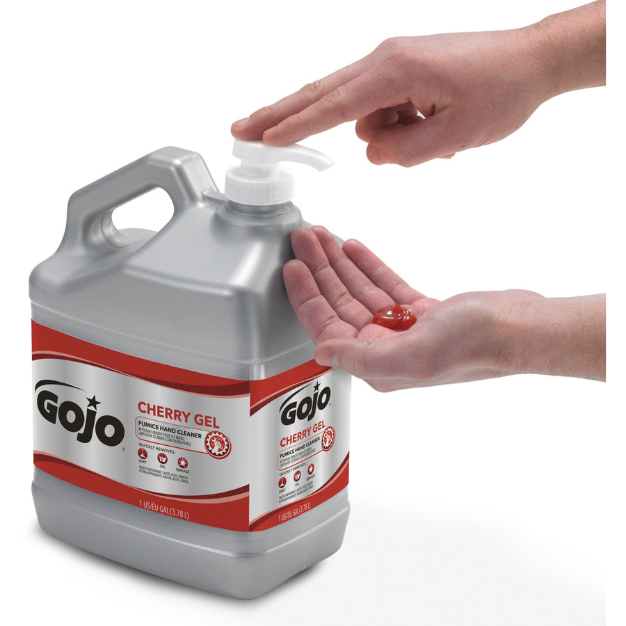 gojo-cherry-gel-pumice-hand-cleaner-cherry-scentfor-1-gal-38-l-pump-bottle-dispenser-dirt-remover-oil-remover-grease-remover-paint-remover-tar-remover-hand-skin-heavy-duty-ph-balanced-pleasant-scent-2-carton_goj235802ct - 4