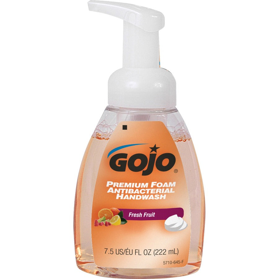 gojo-premium-foam-antibacterial-handwash-fresh-fruit-scentfor-75-fl-oz-2218-ml-pump-bottle-dispenser-kill-germs-hand-antibacterial-translucent-apricot-rich-lather-6-carton_goj571006ct - 4