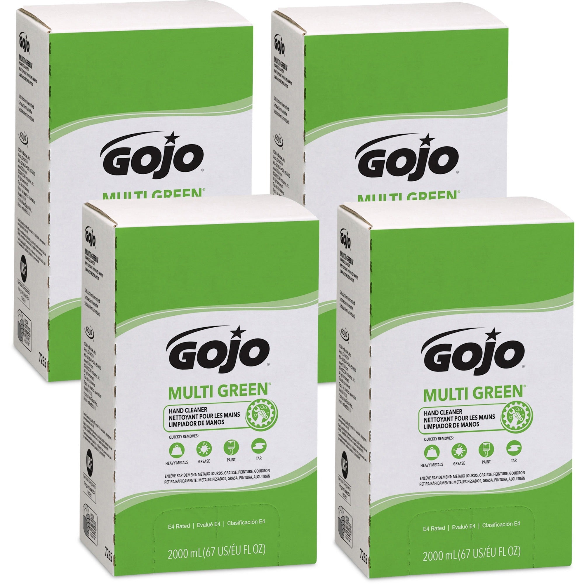 Gojo Multi Green Hand Cleaner - Citrus ScentFor - 67.6 fl oz (2 L) - Soil Remover, Dirt Remover, Kill Germs - Hand - Green - Non-abrasive - 4 / Carton - 