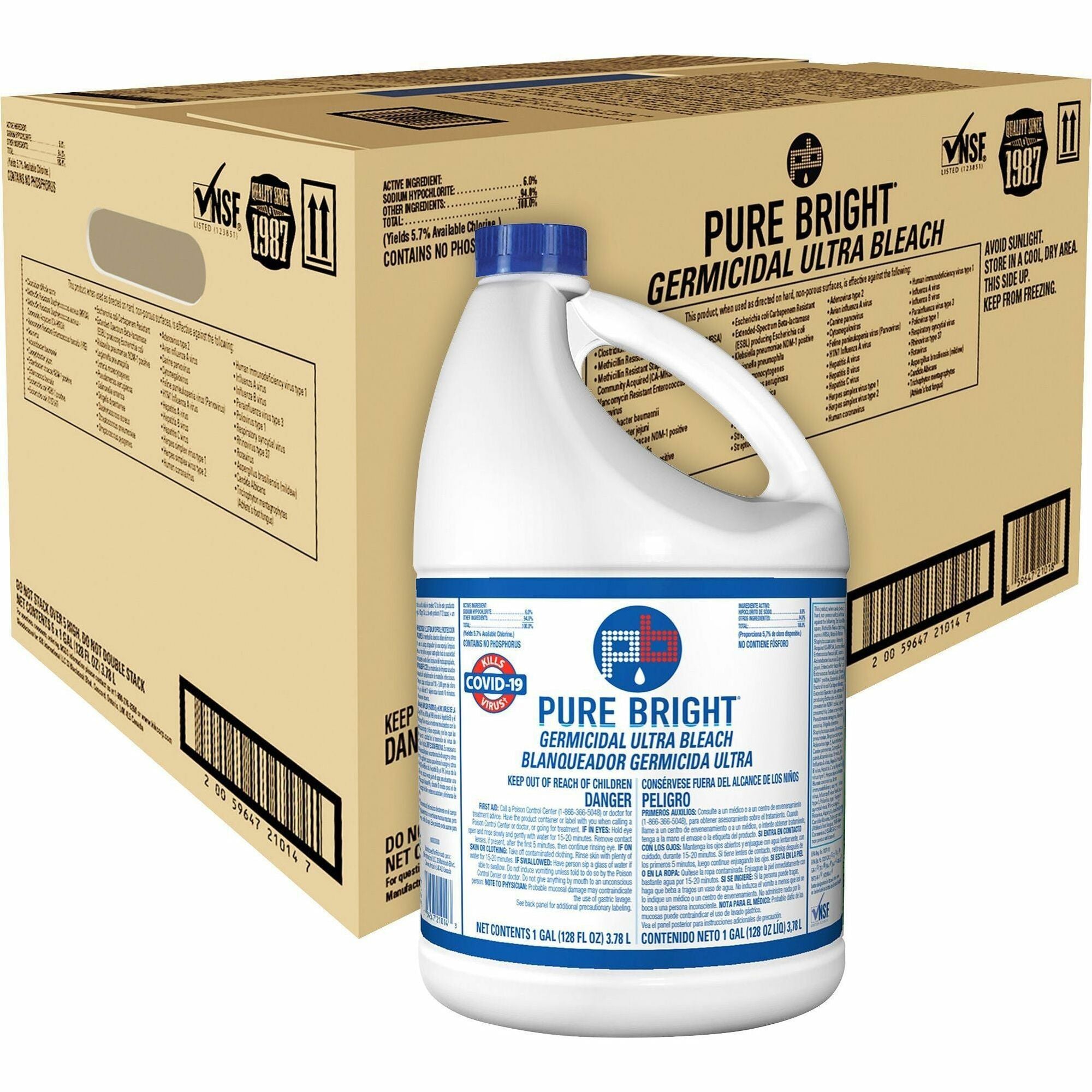KIK Custom Pure Bright Germicidal Ultra Bleach - For Multipurpose - Concentrate - 128 fl oz (4 quart) - 6 / Carton - White