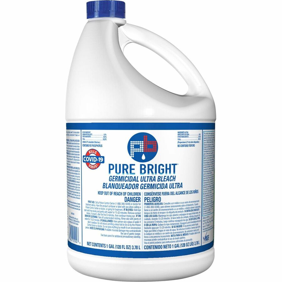 KIK Custom Pure Bright Germicidal Ultra Bleach - For Multipurpose - Concentrate - 128 fl oz (4 quart) - 6 / Carton - White