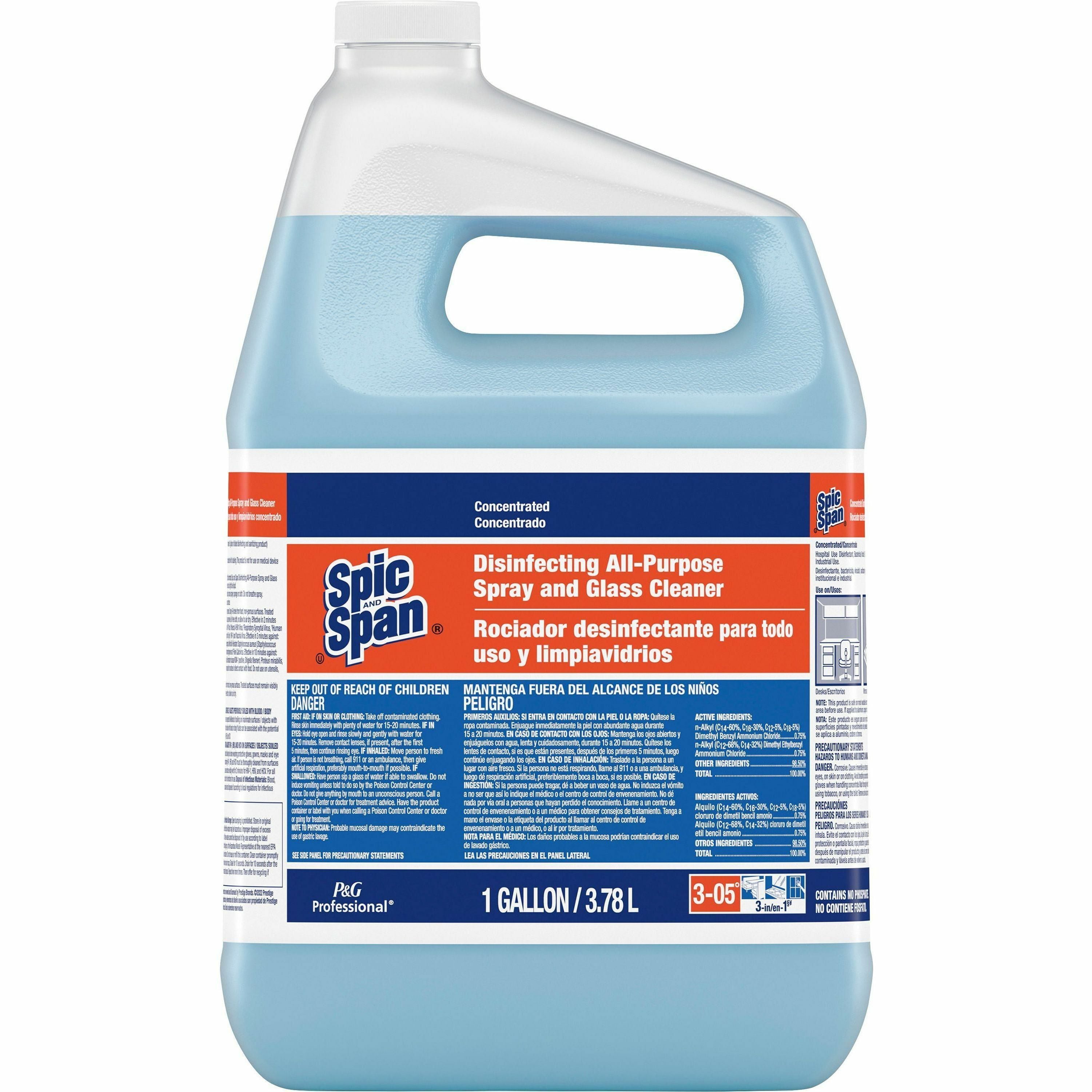 spic-and-span-disinfecting-all-purpose-spray-and-glass-cleaner-for-multipurpose-concentrate-128-fl-oz-4-quart-2-carton-streak-free-disinfectant-clear-blue_pgc32538ct - 2
