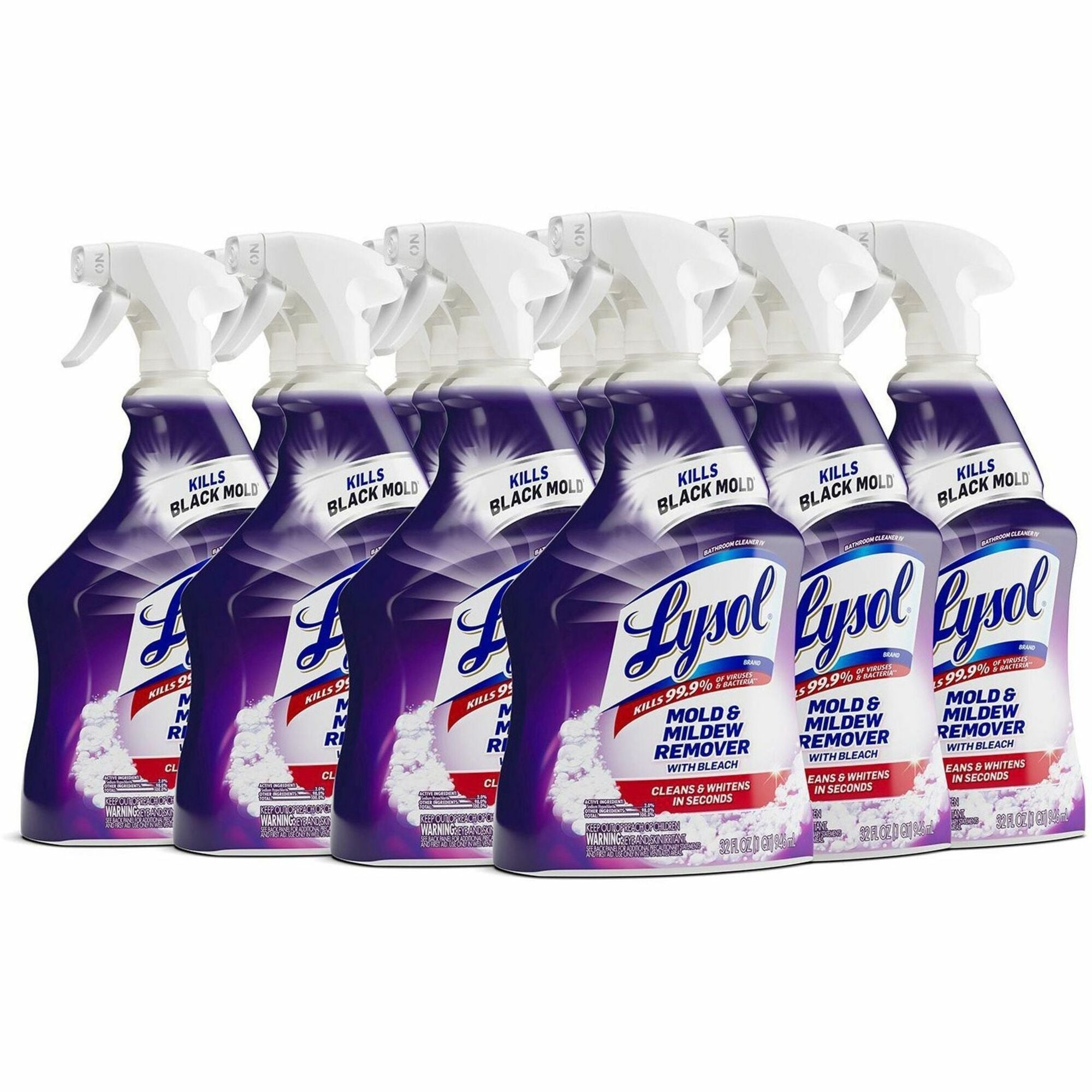 Lysol Mold/Mildew Remover - For Tile, Ceramic, Tub, Hard Surface, Nonporous Surface, Vinyl Curtains, Grout - 32 fl oz (1 quart) - 12 / Carton - Disinfectant, Non-abrasive - White