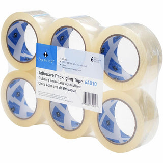 Sparco Premium Heavy-duty Packaging Tape Roll - 55 yd Length x 1.88" Width - 3 mil Thickness - 3" Core - Acrylic Backing - Tear Resistant, Split Resistant, Breakage Resistance - 6 / Pack - Clear
