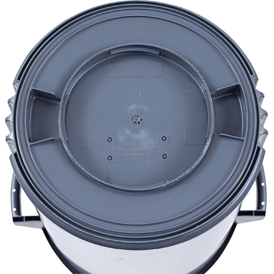Genuine Joe Heavy-Duty Trash Container - 32 gal Capacity - Side Handle, Venting Channel - Plastic - Gray - 6 / Carton