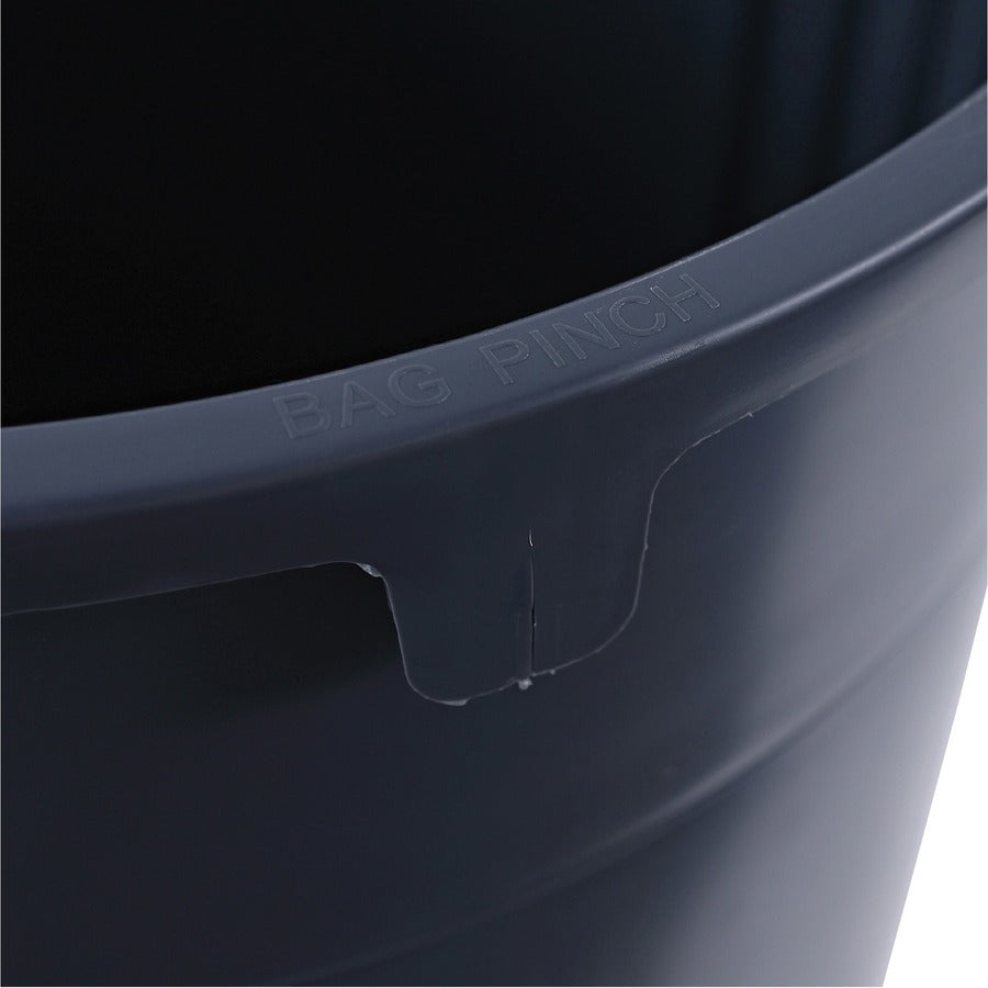 Genuine Joe Heavy-Duty Trash Container - 32 gal Capacity - Side Handle, Venting Channel - Plastic - Gray - 6 / Carton