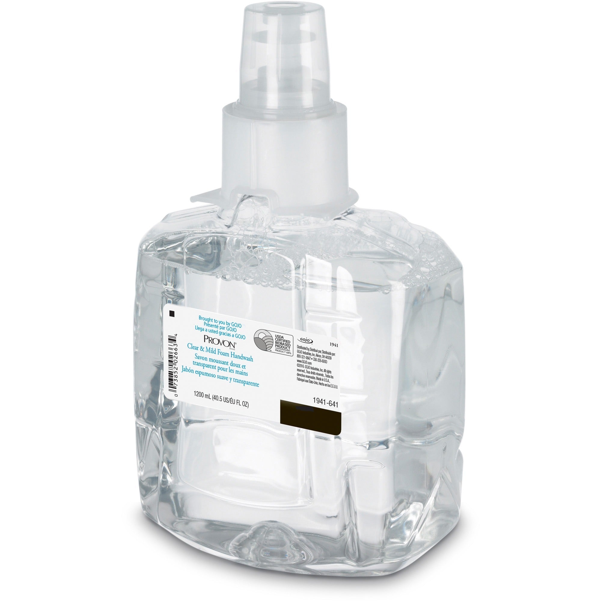 provon-ltx-12-refill-clear-&-mild-foam-handwash-406-fl-oz-1200-ml-pump-bottle-dispenser-kill-germs-skin-hand-moisturizing-clear-rich-lather-fragrance-free-dye-free-2-carton_goj194102ct - 2