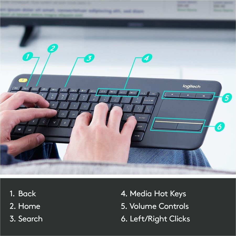 Wireless Touch Keyboard K400 Plus, Black