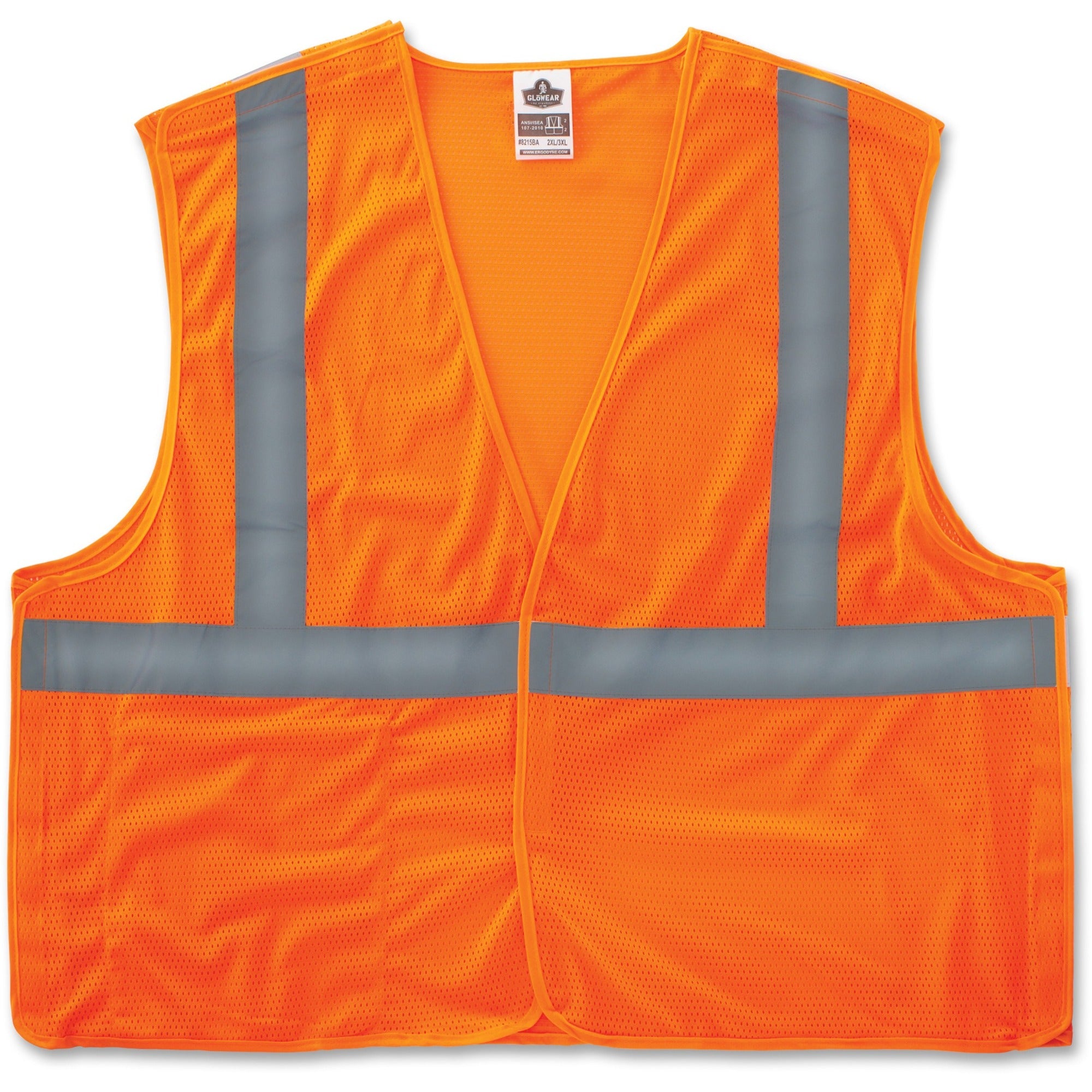 GloWear 8215BA Type R Class 2 Econo Breakaway Mesh Vest, 2X-Large to 3X-Large, Orange, Ships in 1-3 Business Days