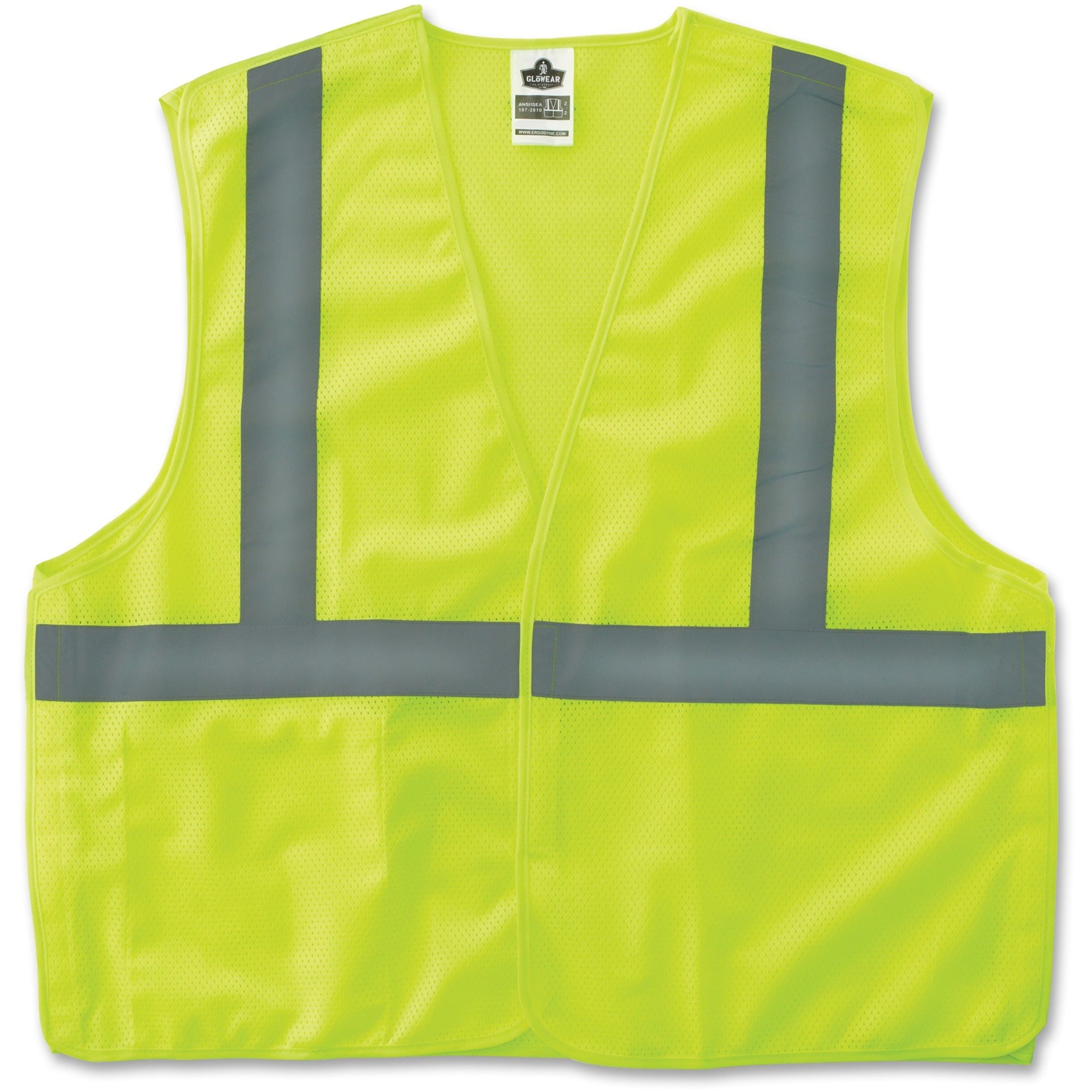 GloWear 8215BA Type R Class 2 Econo Breakaway Mesh Safety Vest, Large to X-Large, Lime, Ships in 1-3 Business Days