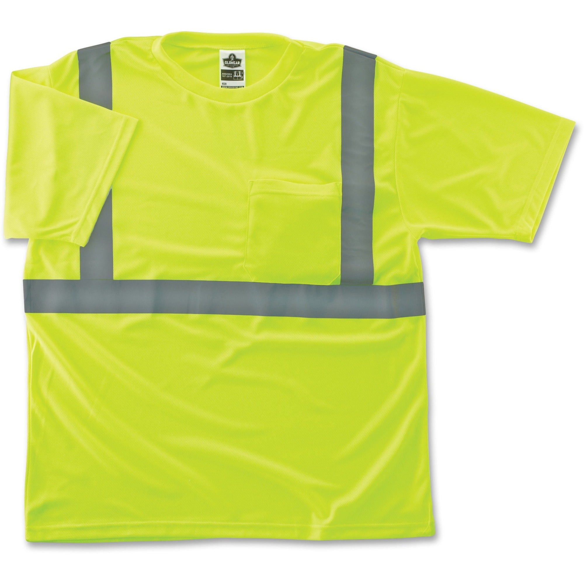 GloWear 8289 Class 2 Hi-Vis T-Shirt, Polyester, Lime, 3X-Large, Ships in 1-3 Business Days