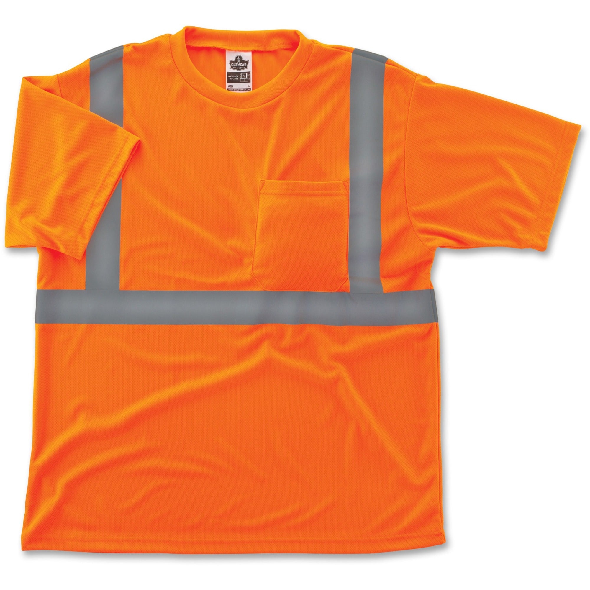 GloWear 8289 Class 2 Hi-Vis T-Shirt, Polyester, Orange, Large, Ships in 1-3 Business Days