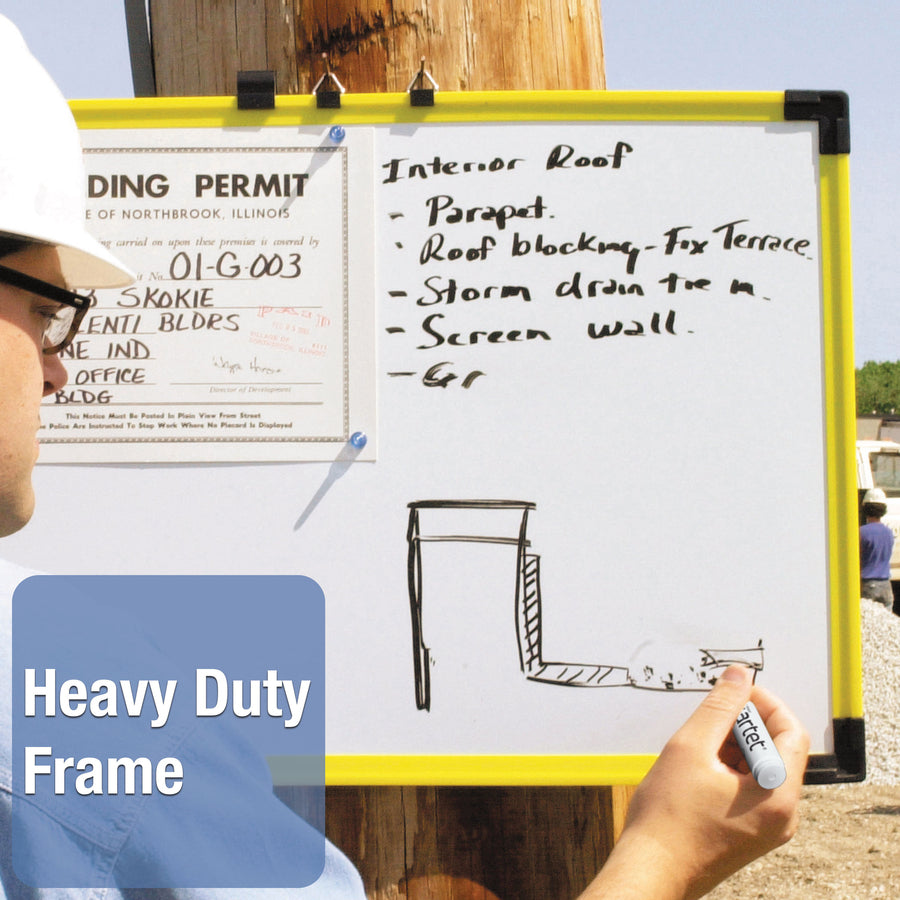 quartet-industrial-magnetic-whiteboard-72-6-ft-width-x-48-4-ft-height-white-painted-steel-surface-bright-yellow-aluminum-frame-rectangle-horizontal-magnetic-1-each_qrt724127 - 3