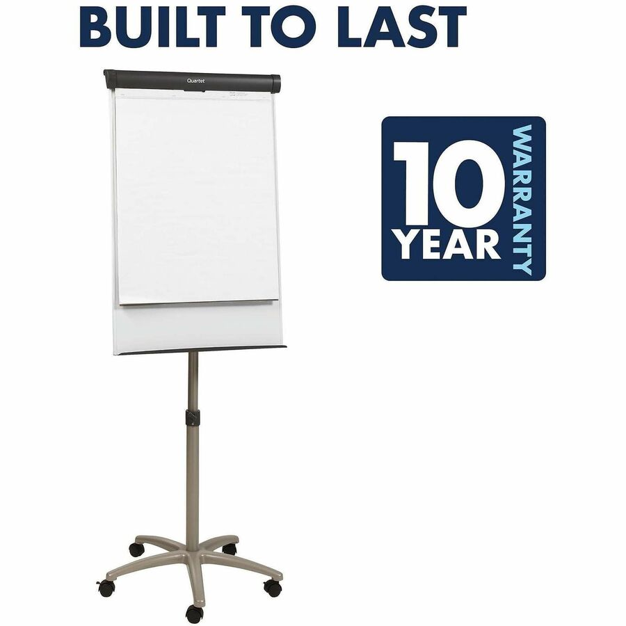 Quartet Compass Nano-Clean Magnetic Mobile Presentation Easel - 36" (3 ft) Width x 24" (2 ft) Height - White Painted Steel Surface - Graphite Aluminum Frame - Horizontal - Magnetic - 1 Each