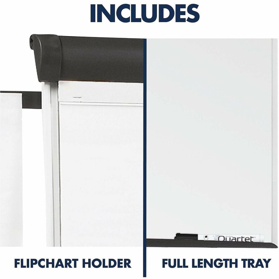 Quartet Compass Nano-Clean Magnetic Mobile Presentation Easel - 36" (3 ft) Width x 24" (2 ft) Height - White Painted Steel Surface - Graphite Aluminum Frame - Horizontal - Magnetic - 1 Each
