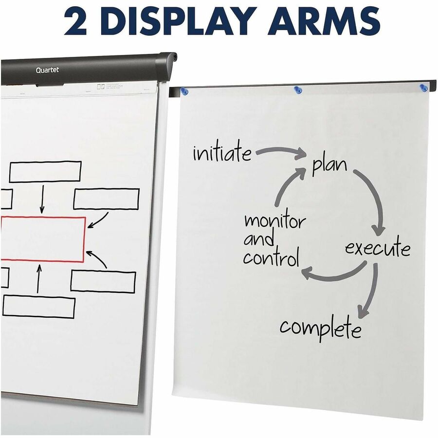 Quartet Compass Nano-Clean Magnetic Mobile Presentation Easel - 36" (3 ft) Width x 24" (2 ft) Height - White Painted Steel Surface - Graphite Aluminum Frame - Horizontal - Magnetic - 1 Each