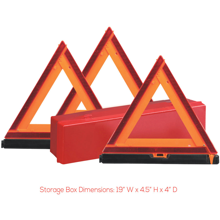 Deflecto Emergency Warning Triangle Kit - 1 Kit - 17.3" Width x 16.5" Height - Triangle Shape - Reflective, Non-flammable - Outdoor - Orange, Red - 