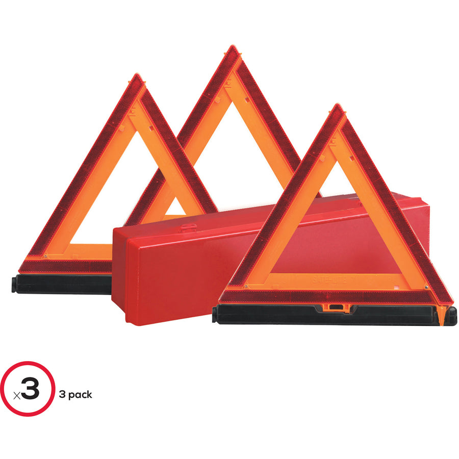 Deflecto Emergency Warning Triangle Kit - 1 Kit - 17.3" Width x 16.5" Height - Triangle Shape - Reflective, Non-flammable - Outdoor - Orange, Red