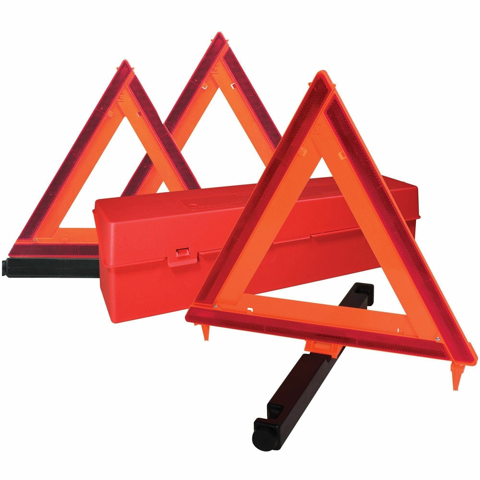 Deflecto Emergency Warning Triangle Kit - 1 Kit - 17.3" Width x 16.5" Height - Triangle Shape - Reflective, Non-flammable - Outdoor - Orange, Red - 