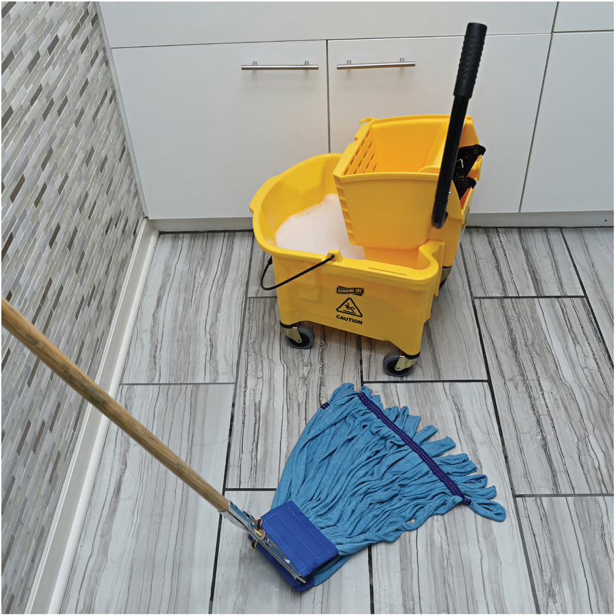 Genuine Joe 35-quart Side Press Mop Bucket & Wringer Combo - 8.75 gal - Caster - 21" x 16" x 14" - Yellow - 1 Each - 