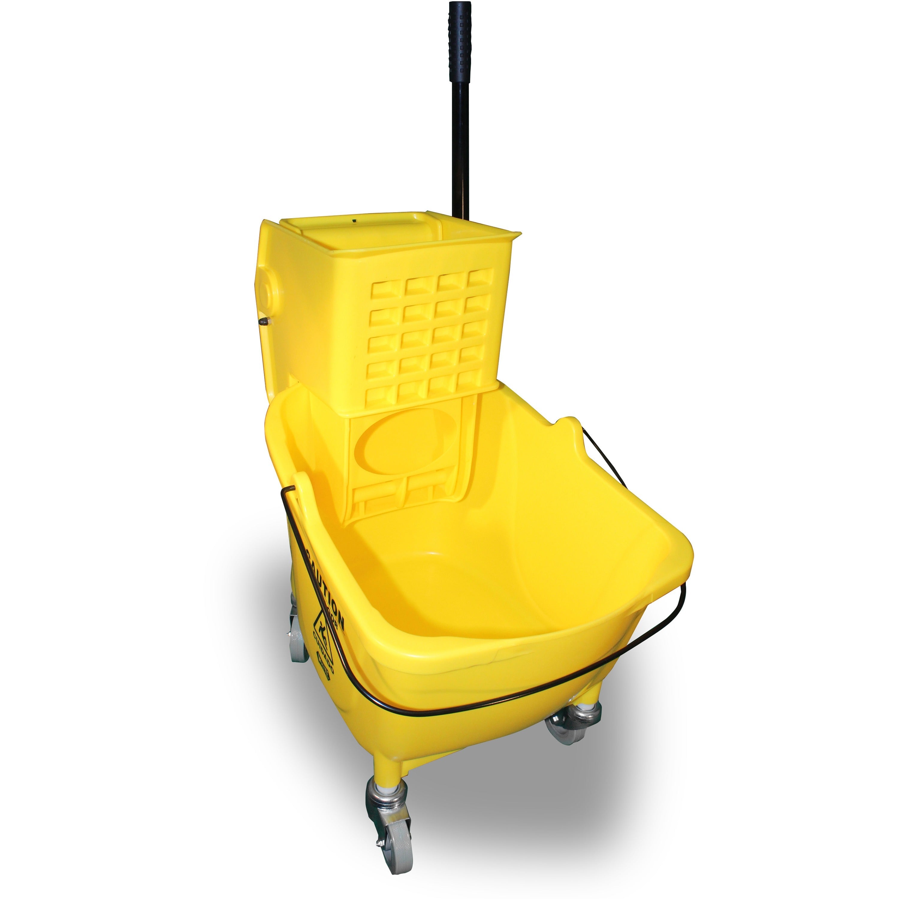 Genuine Joe 35-quart Side Press Mop Bucket & Wringer Combo - 8.75 gal - Caster - 21" x 16" x 14" - Yellow - 1 Each - 