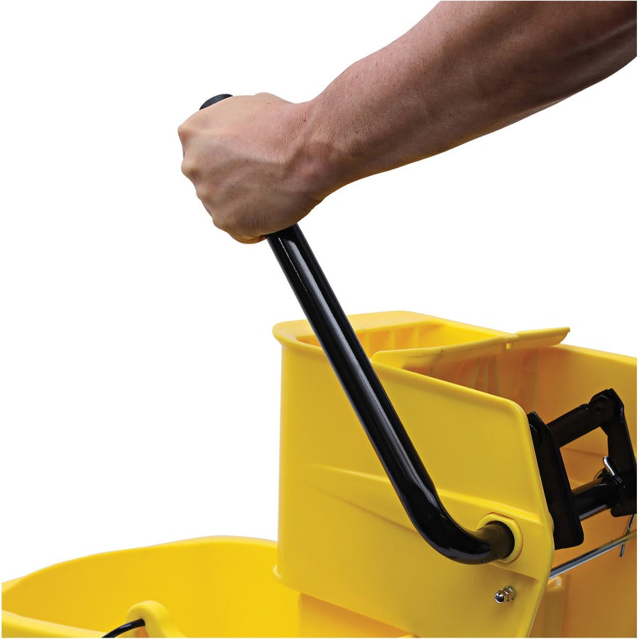 Genuine Joe 35-quart Side Press Mop Bucket & Wringer Combo - 8.75 gal - Caster - 21" x 16" x 14" - Yellow - 1 Each - 