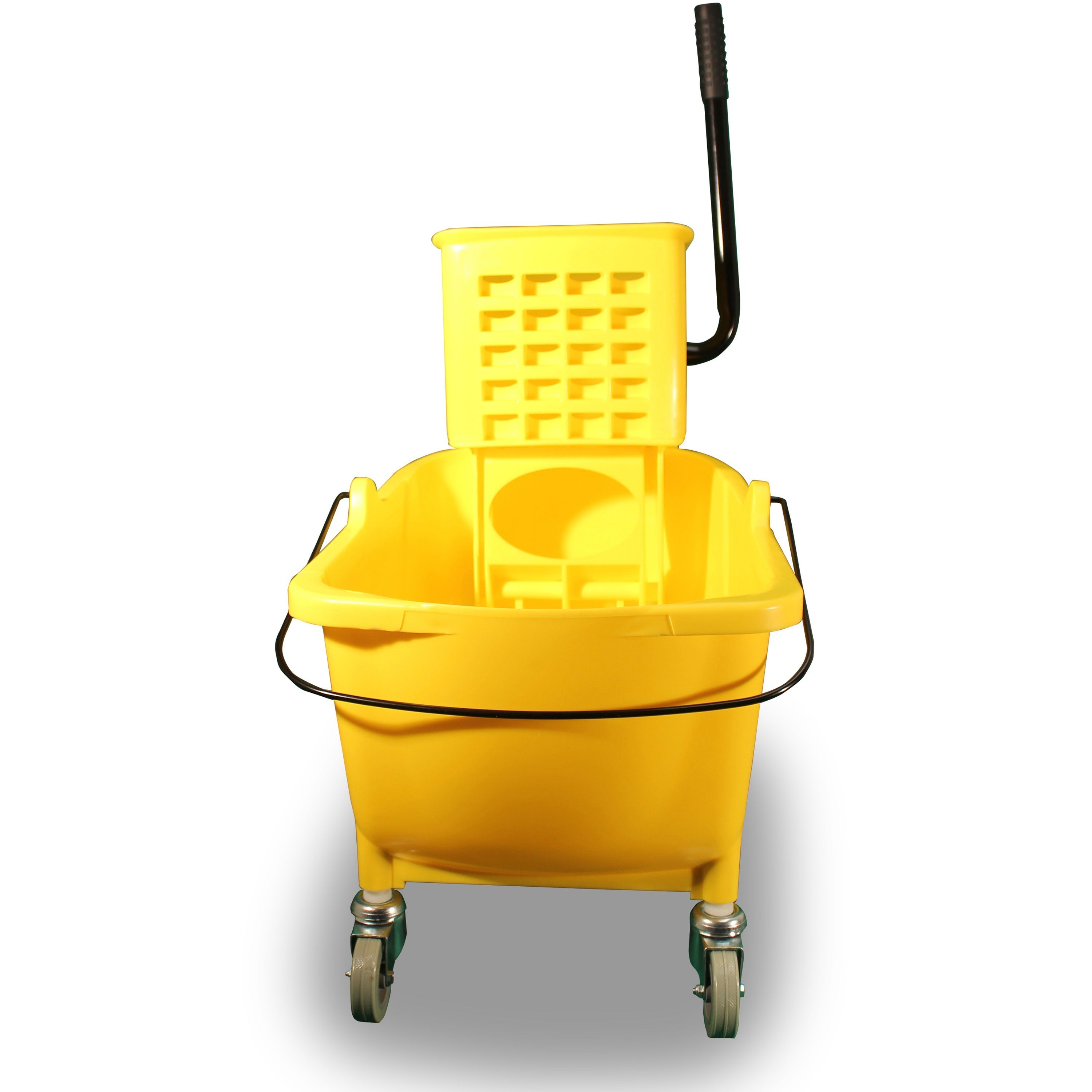 Genuine Joe 35-quart Side Press Mop Bucket & Wringer Combo - 8.75 gal - Caster - 21" x 16" x 14" - Yellow - 1 Each - 