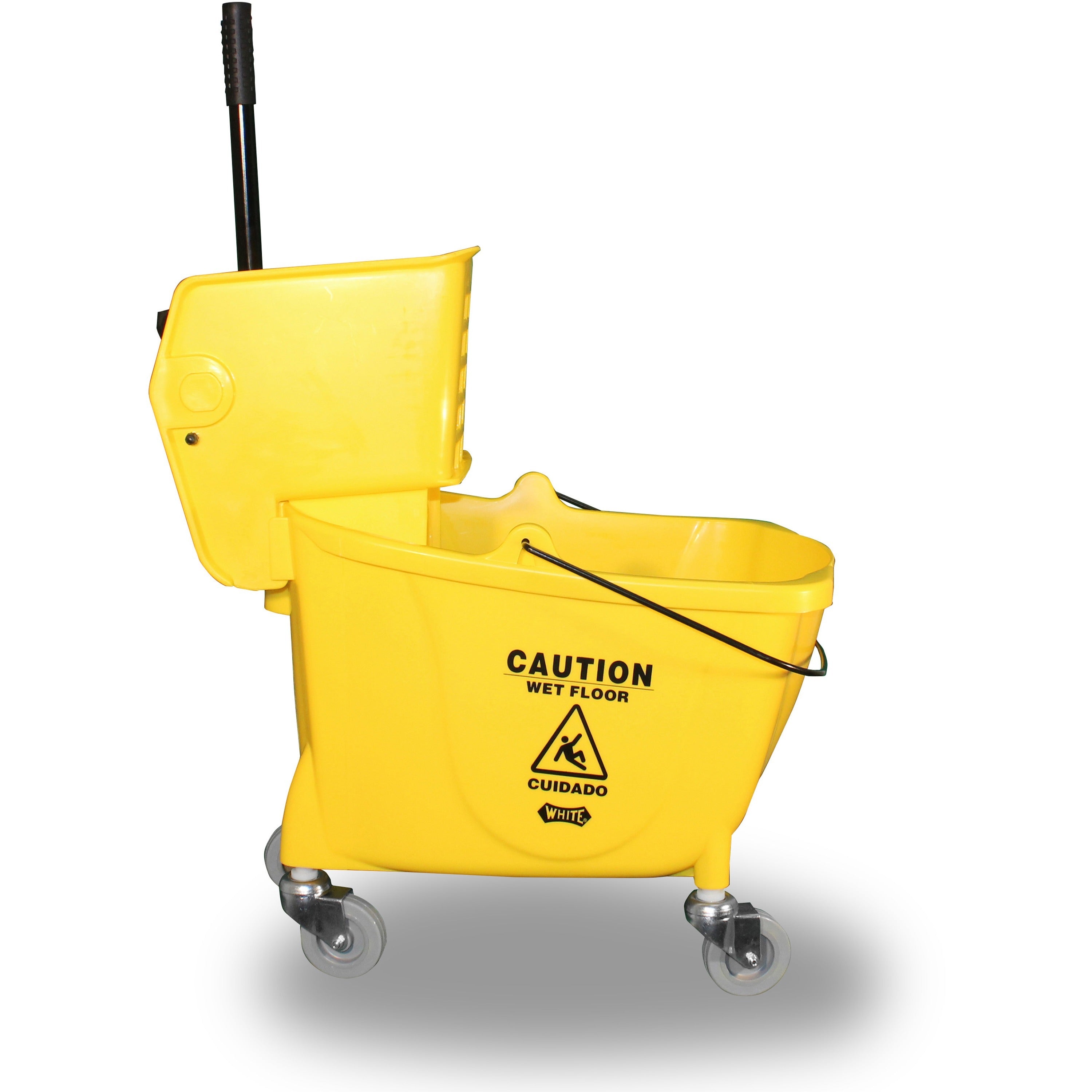 Genuine Joe 35-quart Side Press Mop Bucket & Wringer Combo - 8.75 gal - Caster - 21" x 16" x 14" - Yellow - 1 Each - 