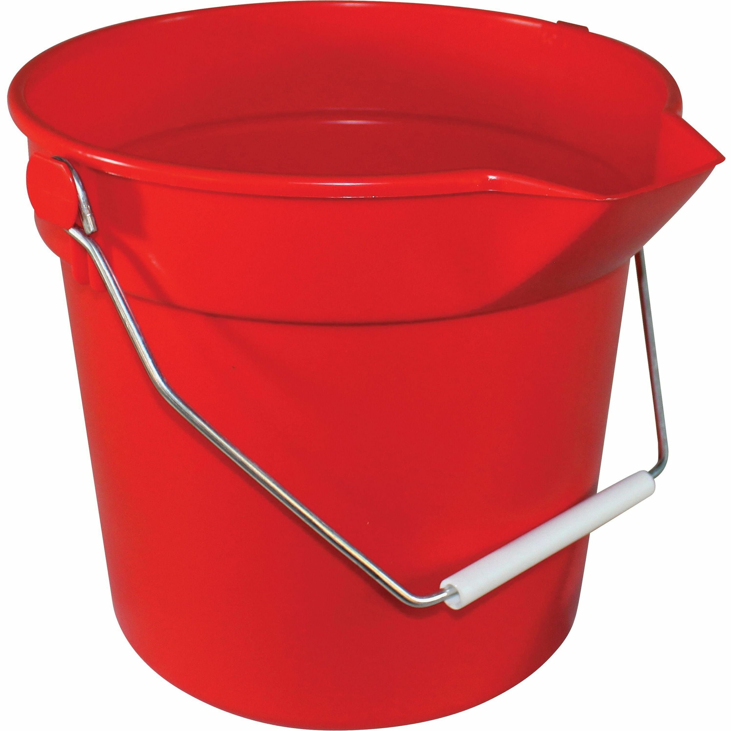 Impact 10-quart Deluxe Bucket - 2.50 gal - Handle, Spill Resistant, Embossed, Acid Resistant, Alkali Resistant, Chemical Resistant, Heavy Duty, Rugged - 10.2" x 11.1" - Polypropylene - Red - 1 Each - 
