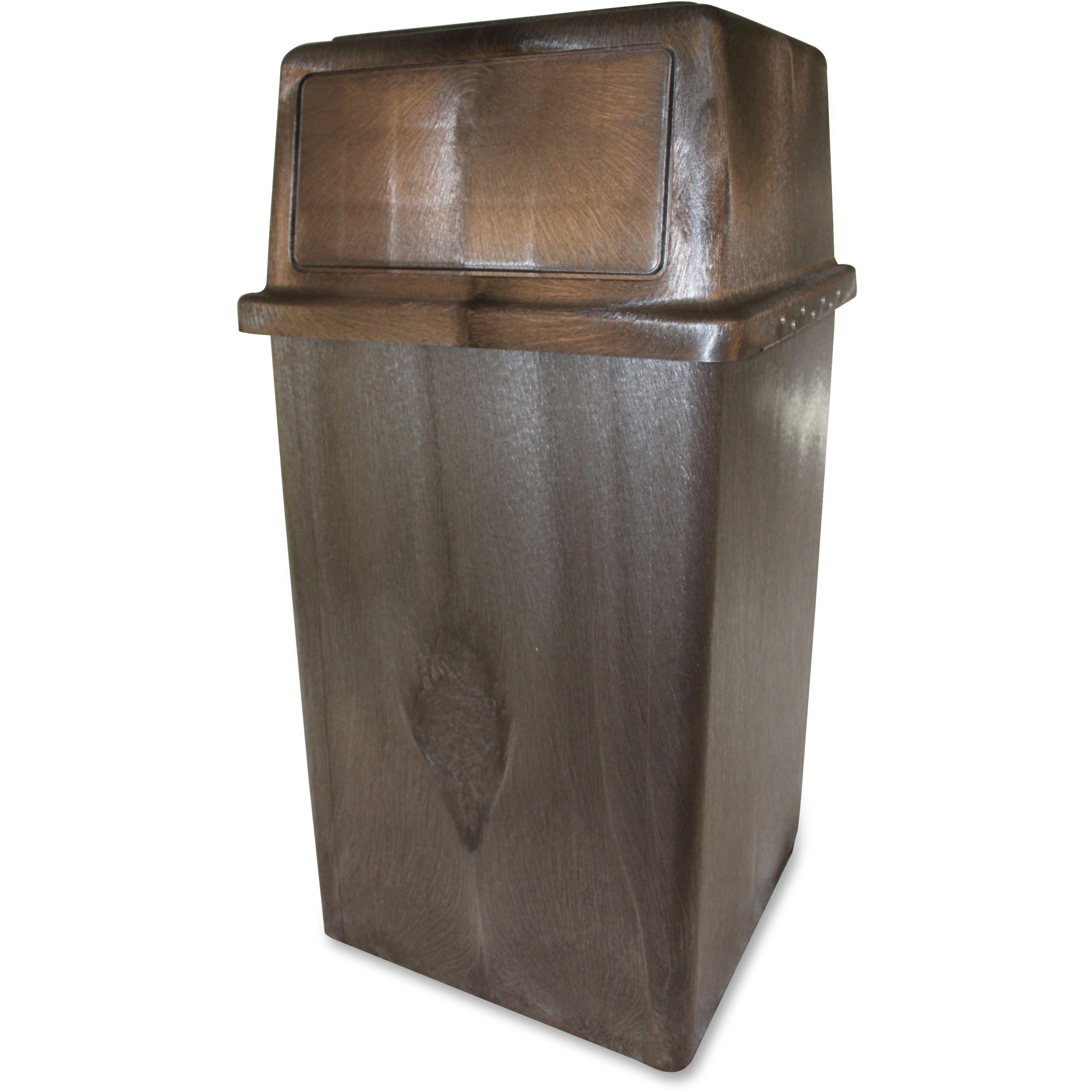 Vanguard 45-gallon In/Outdoor Receptacle - 45 gal Capacity - 42" Height x 21.8" Width x 21.8" Depth - Polyethylene, Structural Foam - Brown - 1 / Carton - 