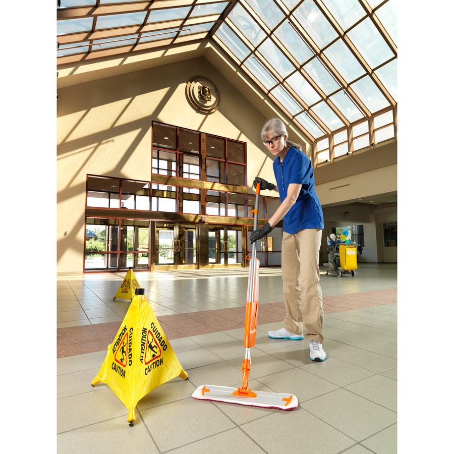Impact 20" Pop Up Safety Cone - 1 Each - CAUTION, Attention, Cuidado Print/Message - 18" Width20" Depth - Cone Shape - Plastic - Black, Yellow - 