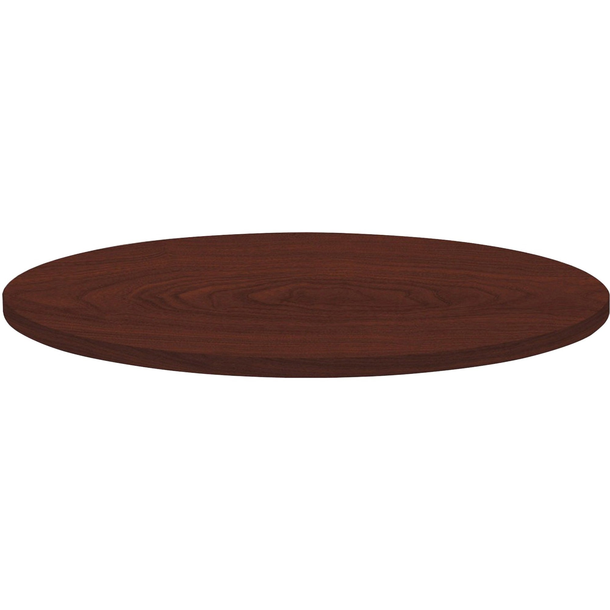 Lorell Hospitality Collection Tabletop - For - Table TopRound Top x 1" Table Top Thickness x 36" Table Top Diameter - Assembly Required - High Pressure Laminate (HPL), Mahogany - Particleboard, Polyvinyl Chloride (PVC) - 1 Each