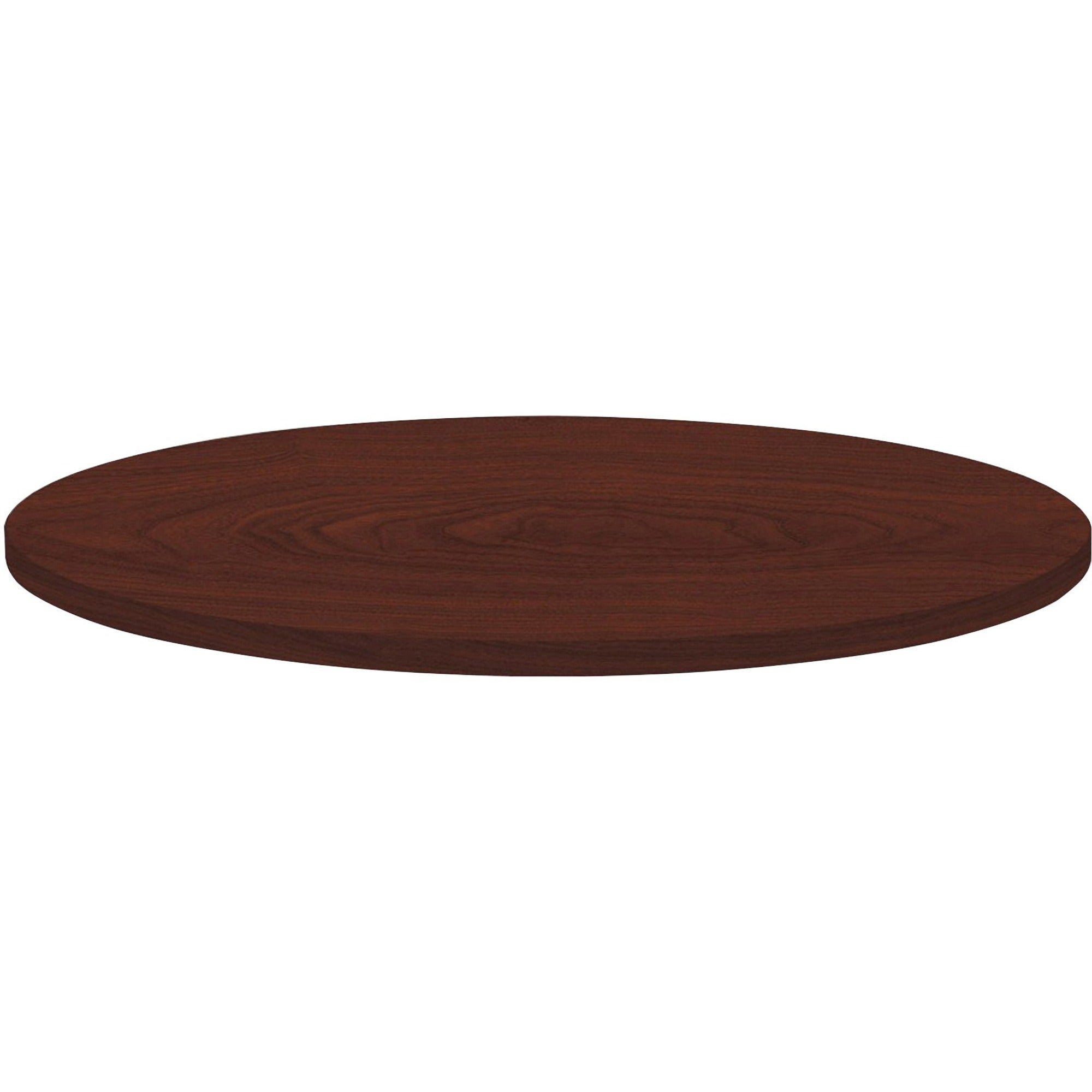 Lorell Hospitality Collection Tabletop - For - Table TopRound Top x 1" Table Top Thickness x 36" Table Top Diameter - Assembly Required - High Pressure Laminate (HPL), Mahogany - Particleboard, Polyvinyl Chloride (PVC) - 1 Each - 