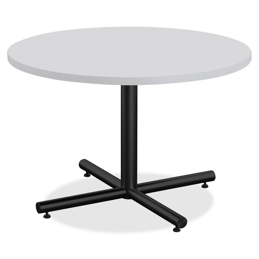 Lorell Hospitality Collection Tabletop - For - Table TopRound Top x 1" Table Top Thickness x 36" Table Top Diameter - Assembly Required - High Pressure Laminate (HPL), Light Gray - Particleboard, Polyvinyl Chloride (PVC) - 1 Each - 
