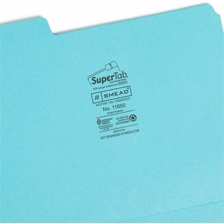 Smead SuperTab 1/3 Tab Cut Letter Recycled Top Tab File Folder - 8 1/2" x 11" - Top Tab Location - Assorted Position Tab Position - Pink, Yellow, Goldenrod, Aqua - 10% Recycled - 12 / Pack
