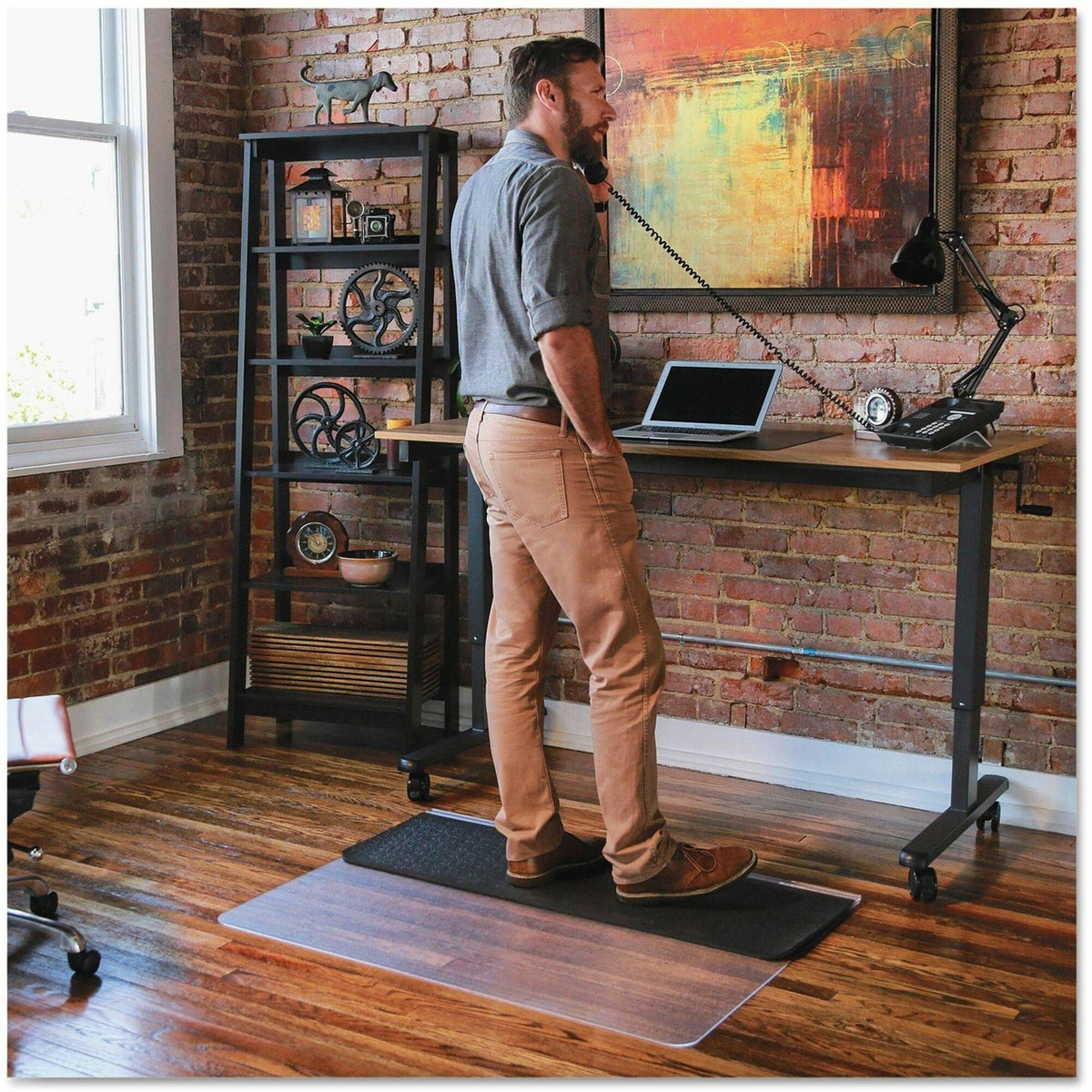 Sit or Stand Mat for Carpet or Hard Floors, 45 x 53, Clear/Black