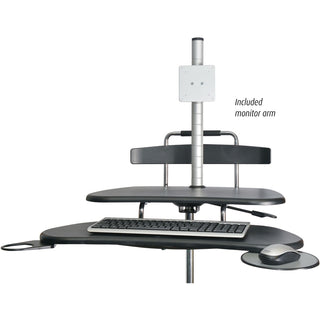 Kantek Mobile Height Adjustable Computer Workstation w/ LCD Mount - Adjustable Height - 48.50" Height x 27.50" Width x 25" Depth - Assembly Required - Black - 1 Each
