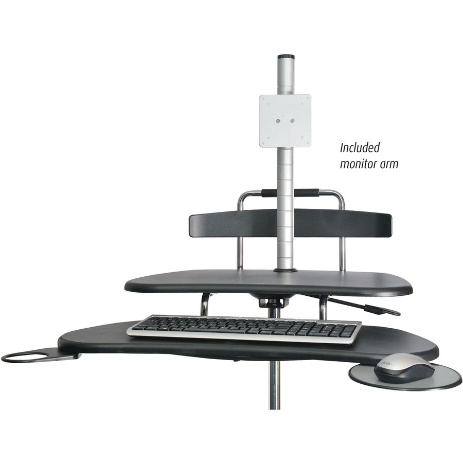 Kantek Mobile Height Adjustable Computer Workstation w/ LCD Mount - Adjustable Height - 48.50" Height x 27.50" Width x 25" Depth - Assembly Required - Black - 1 Each
