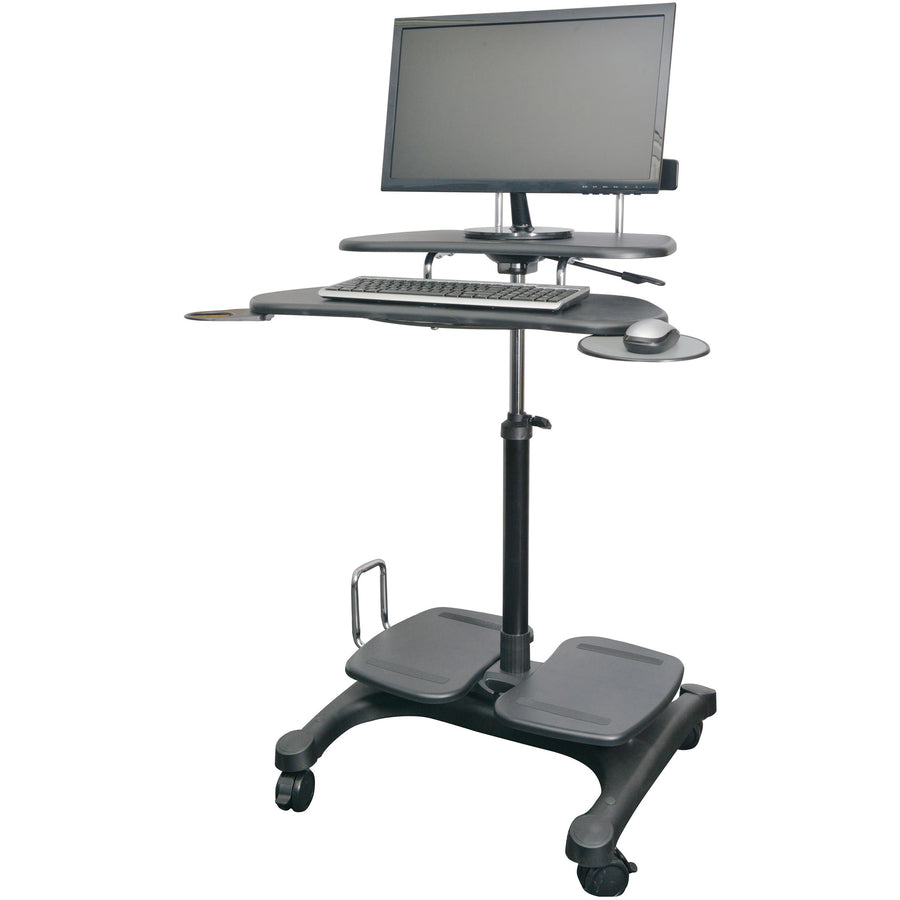 Kantek Mobile Height Adjustable Computer Workstation w/ LCD Mount - Adjustable Height - 48.50" Height x 27.50" Width x 25" Depth - Assembly Required - Black - 1 Each - 