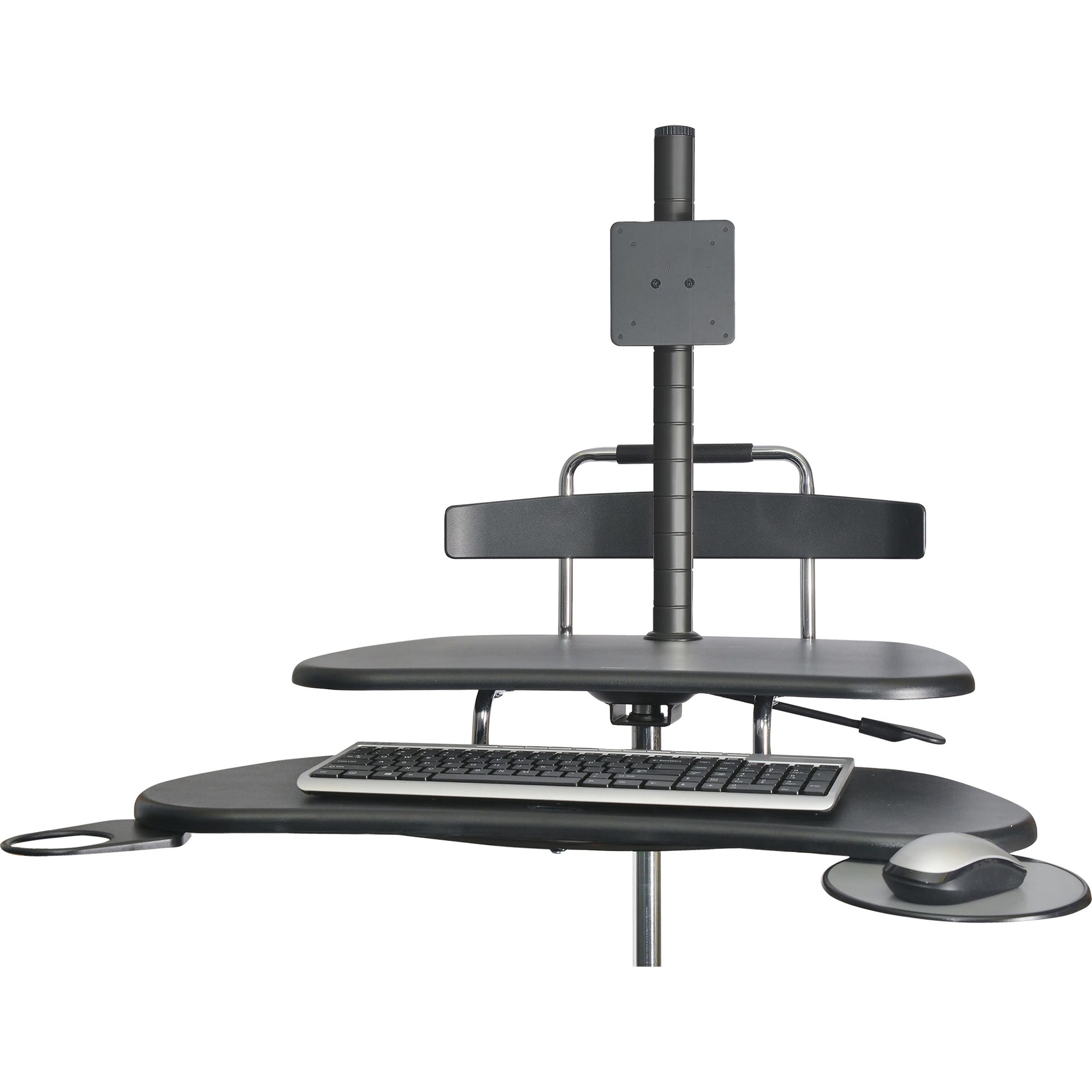 Kantek Mobile Height Adjustable Computer Workstation w/ LCD Mount - Adjustable Height - 48.50" Height x 27.50" Width x 25" Depth - Assembly Required - Black - 1 Each
