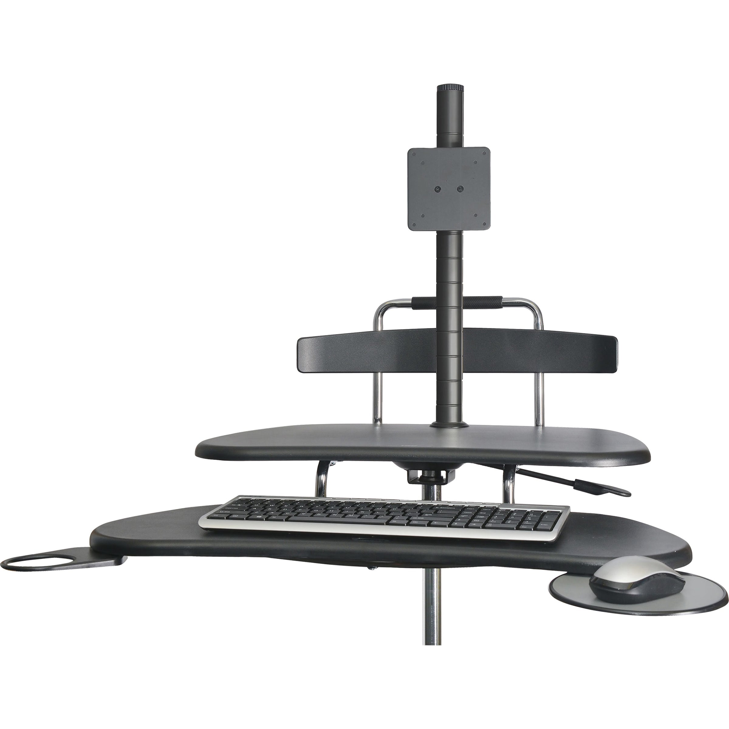 Kantek Mobile Height Adjustable Computer Workstation w/ LCD Mount - Adjustable Height - 48.50" Height x 27.50" Width x 25" Depth - Assembly Required - Black - 1 Each