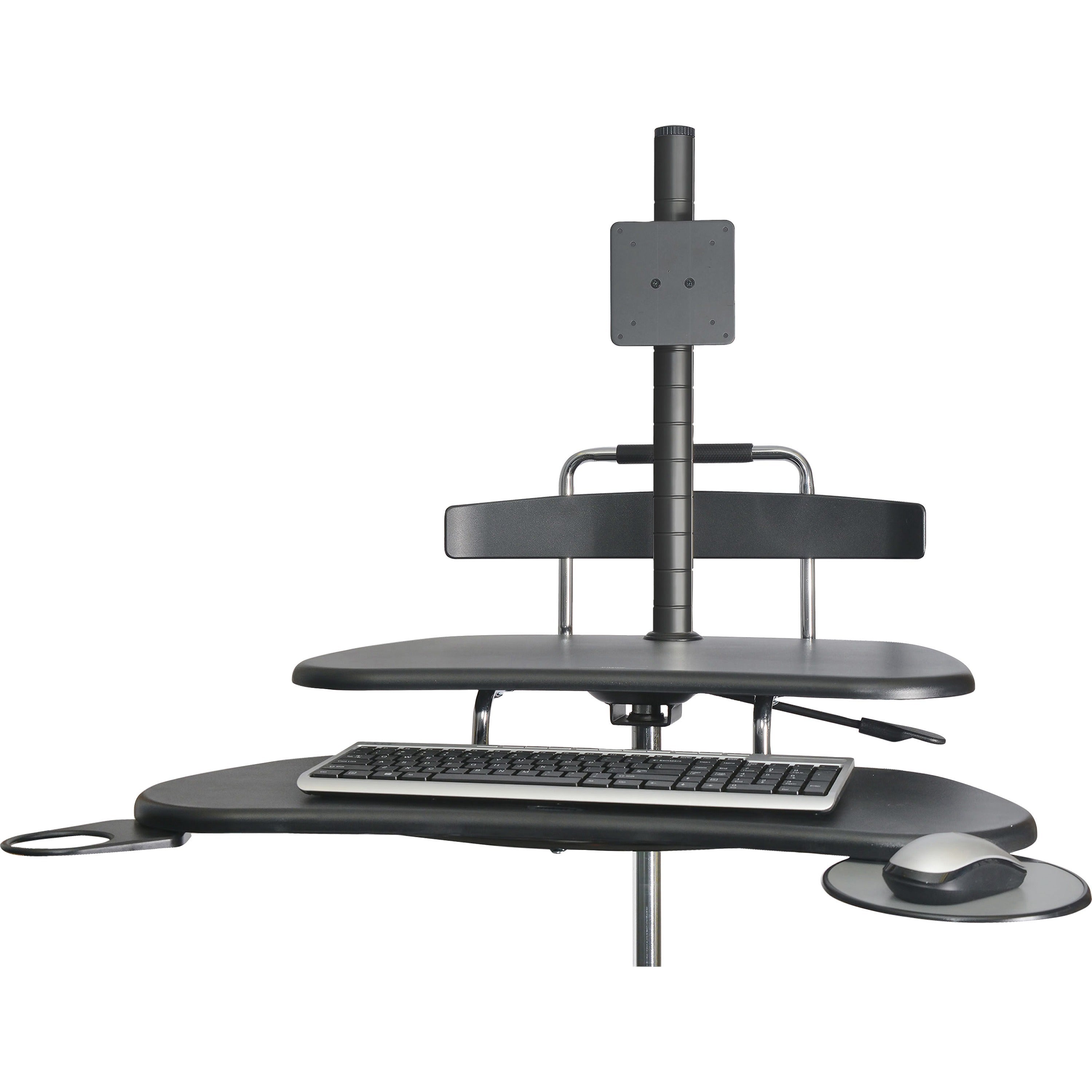 Kantek Mobile Height Adjustable Computer Workstation w/ LCD Mount - Adjustable Height - 48.50" Height x 27.50" Width x 25" Depth - Assembly Required - Black - 1 Each