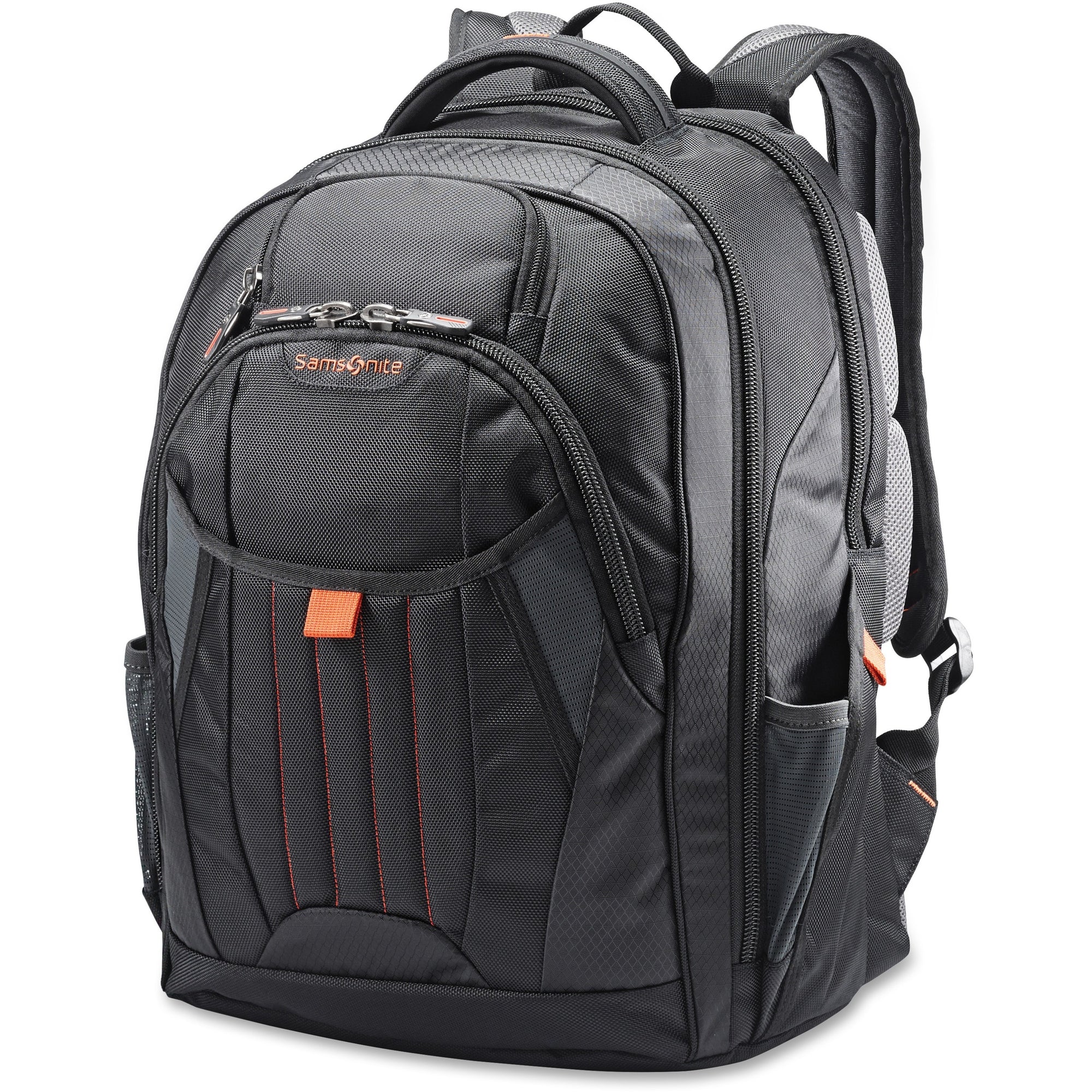 Samsonite Tectonic 2 Carrying Case (Backpack) for 17" iPad Notebook - Black, Orange - Shock Resistant Interior, Slip Resistant Shoulder Strap - Poly Ballistic Body - Tricot Interior Material - Shoulder Strap, Handle - 18" Height x 13.3" Width x 8.6