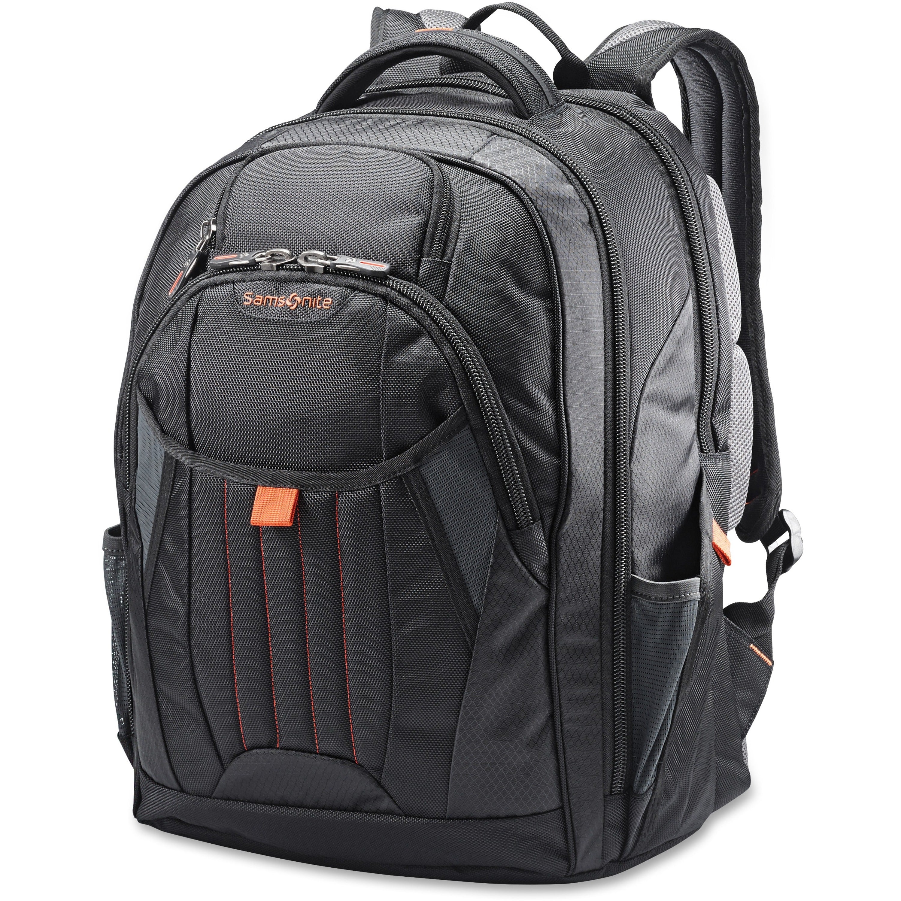 Samsonite Tectonic 2 Carrying Case (Backpack) for 17" iPad Notebook - Black, Orange - Shock Resistant Interior, Slip Resistant Shoulder Strap - Poly Ballistic Body - Tricot Interior Material - Shoulder Strap, Handle - 18" Height x 13.3" Width x 8.6