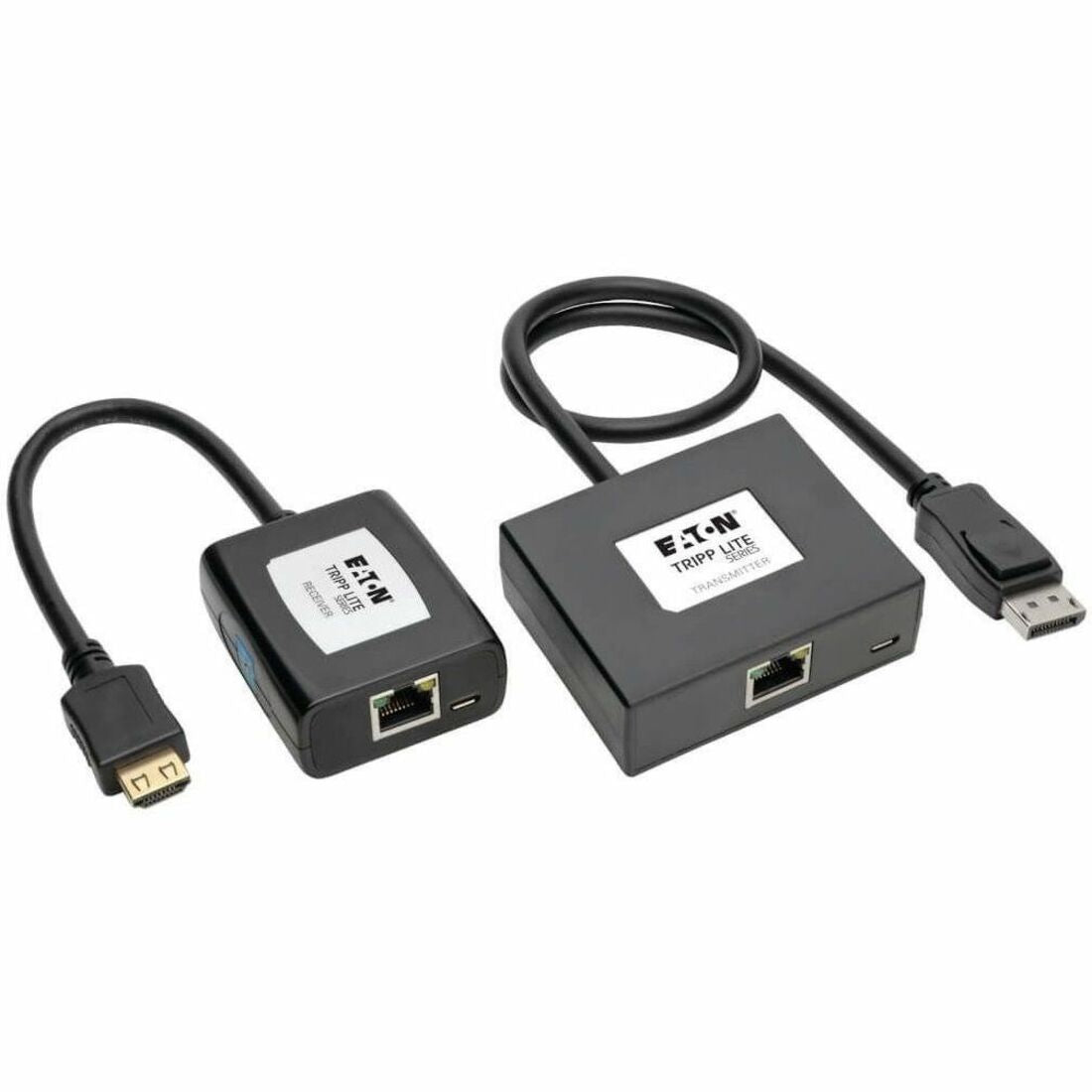 Tripp Lite by Eaton DisplayPort to HDMI over Cat5/6 Active Extender Kit Pigtail Transmitter/Receiver for Video/Audio 150 ft. (45 m) TAA - 1 Input Device - 1 Output Device - 150 ft Range - 2 x Network (RJ-45) - 2 x USB - 1 x HDMI Out - DisplayPort - F