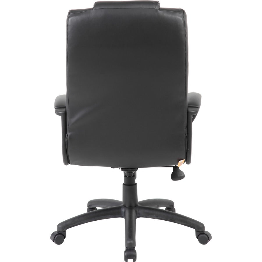 Boss B7501 Executive Chair - Black LeatherPlus Seat - Black Leather Back - Black Nylon Frame - 5-star Base - 1 Each