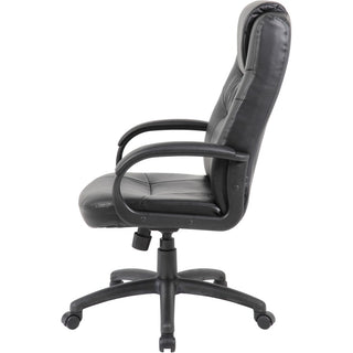 Boss B7501 Executive Chair - Black LeatherPlus Seat - Black Leather Back - Black Nylon Frame - 5-star Base - 1 Each
