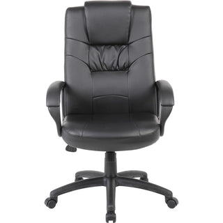 Boss B7501 Executive Chair - Black LeatherPlus Seat - Black Leather Back - Black Nylon Frame - 5-star Base - 1 Each