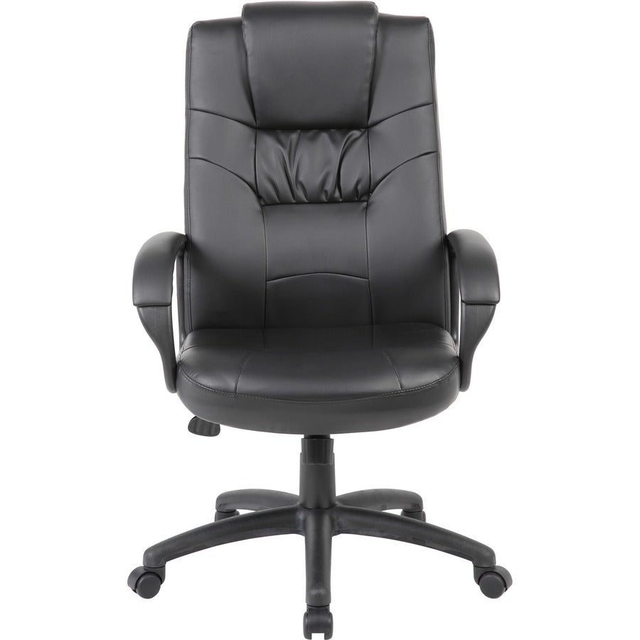 Boss B7501 Executive Chair - Black LeatherPlus Seat - Black Leather Back - Black Nylon Frame - 5-star Base - 1 Each